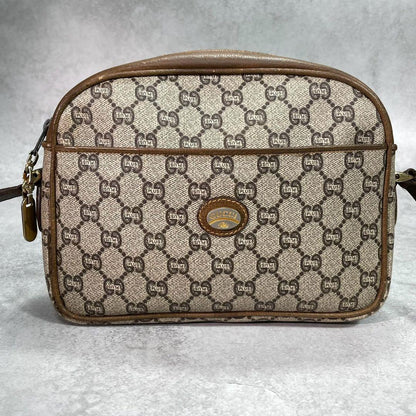 Gucci GG Shoulder Bag Brown Beige Logo Leather — view 2