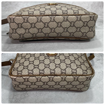 Gucci GG Shoulder Bag Brown Beige Logo Leather — view 8