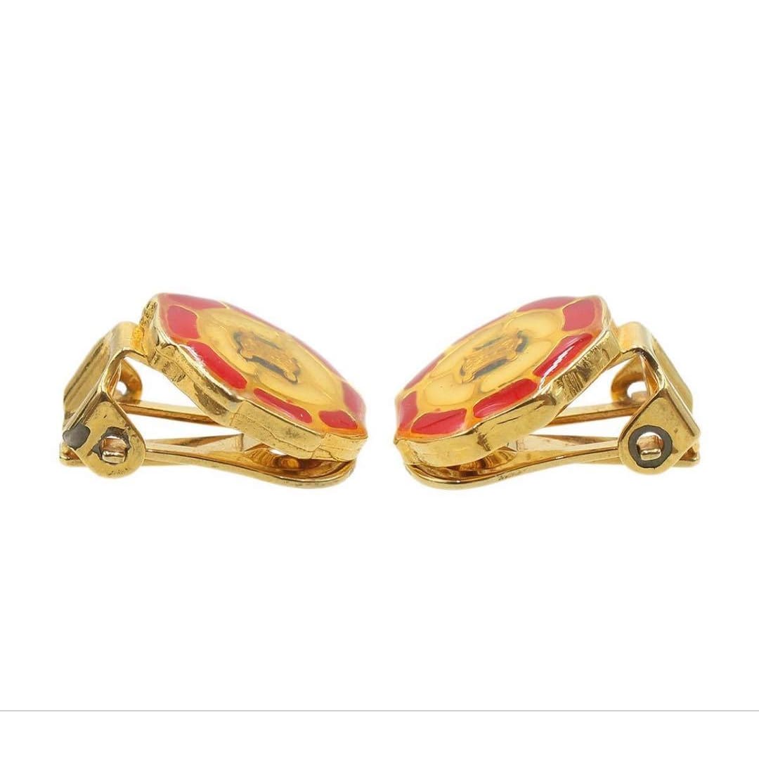 Celine Macadam Tricolor Earrings Brooch Set