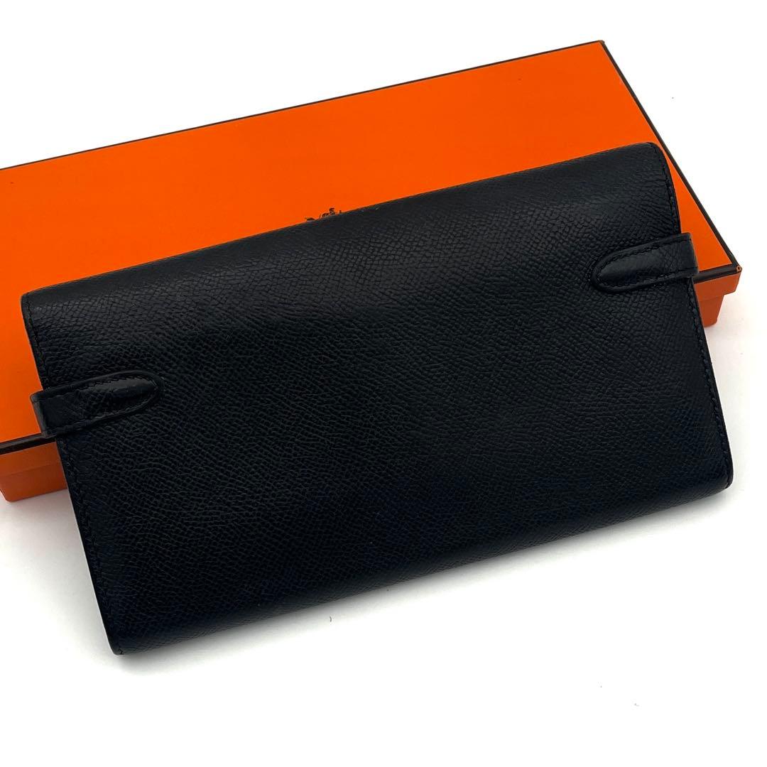 Hermes Kelly Wallet Veau Epsom Black Silver — view 2