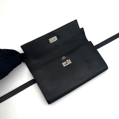 Hermes Kelly Wallet Veau Epsom Black Silver — view 3