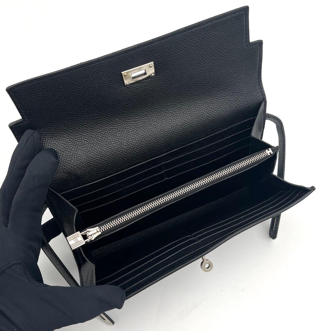 Hermes Kelly Wallet Veau Epsom Black Silver — view 4