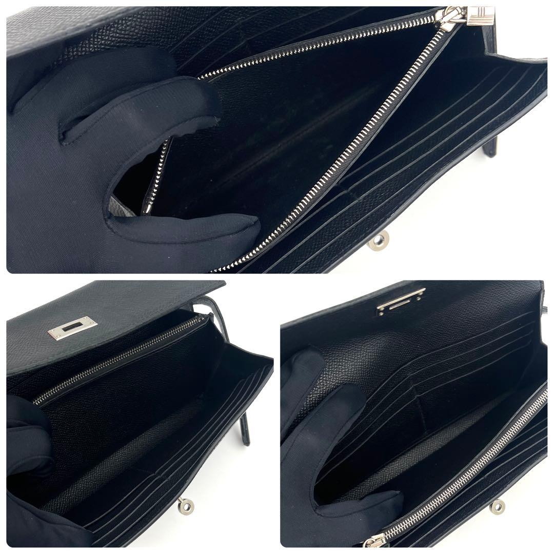 Hermes Kelly Wallet Veau Epsom Black Silver — view 5