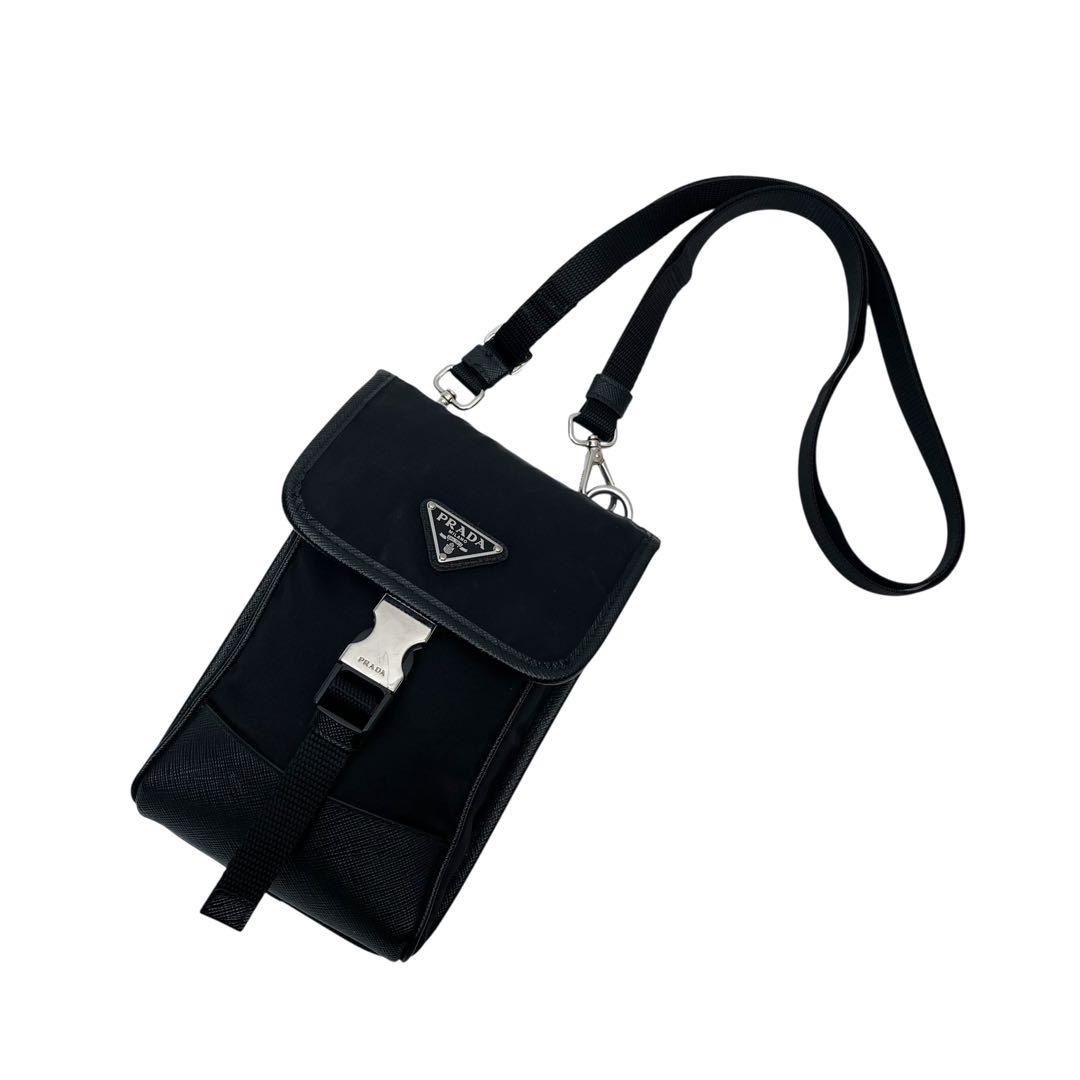 Prada Saffiano Triangle Plate Logo Phone Case