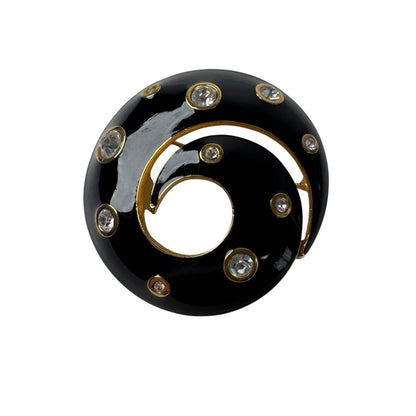 Dior Vintage Brooch Black Spiral