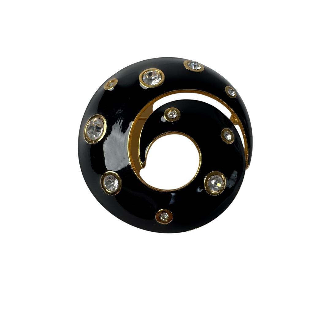 Dior Vintage Brooch Black Spiral — view 2