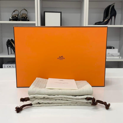 Hermes Royale Leather Hhardware Fringe Loafers Beige Black