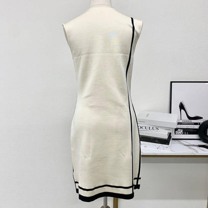 Hermes Silk Cotton Dress Sleeveless Ivory