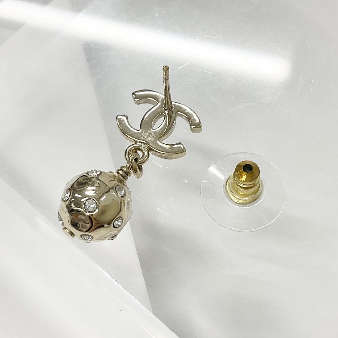 Chanel Earrings Coco Mark Rhinestone Gold