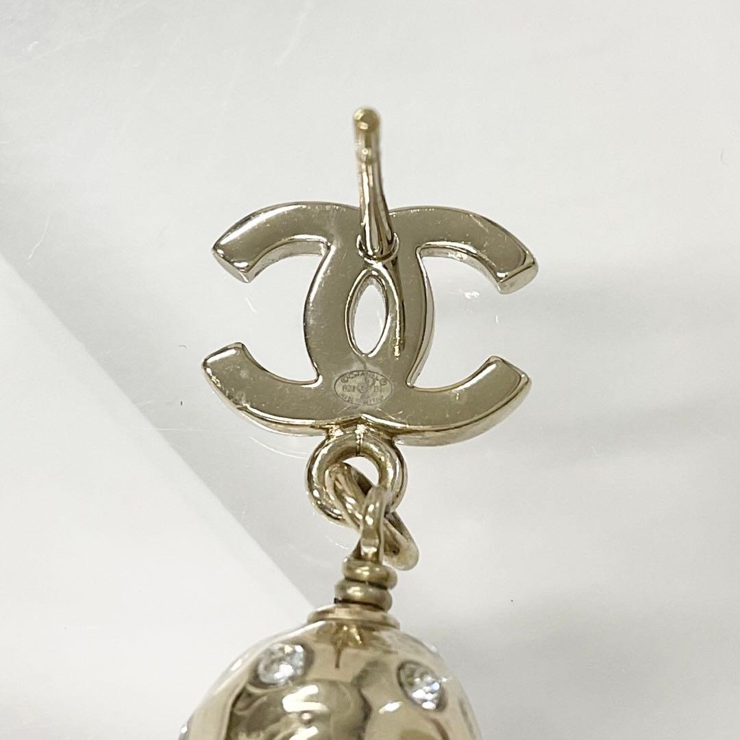 Chanel Earrings Coco Mark Rhinestone Gold