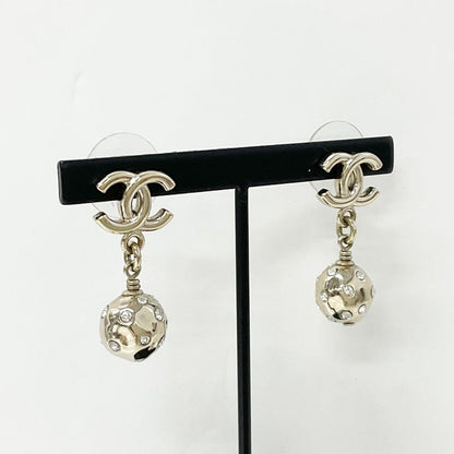 Chanel Earrings Coco Mark Rhinestone Gold