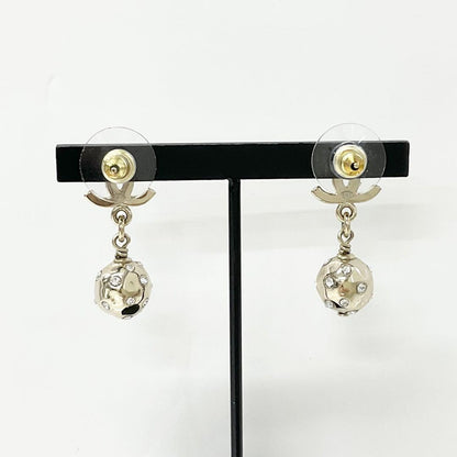 Chanel Earrings Coco Mark Rhinestone Gold