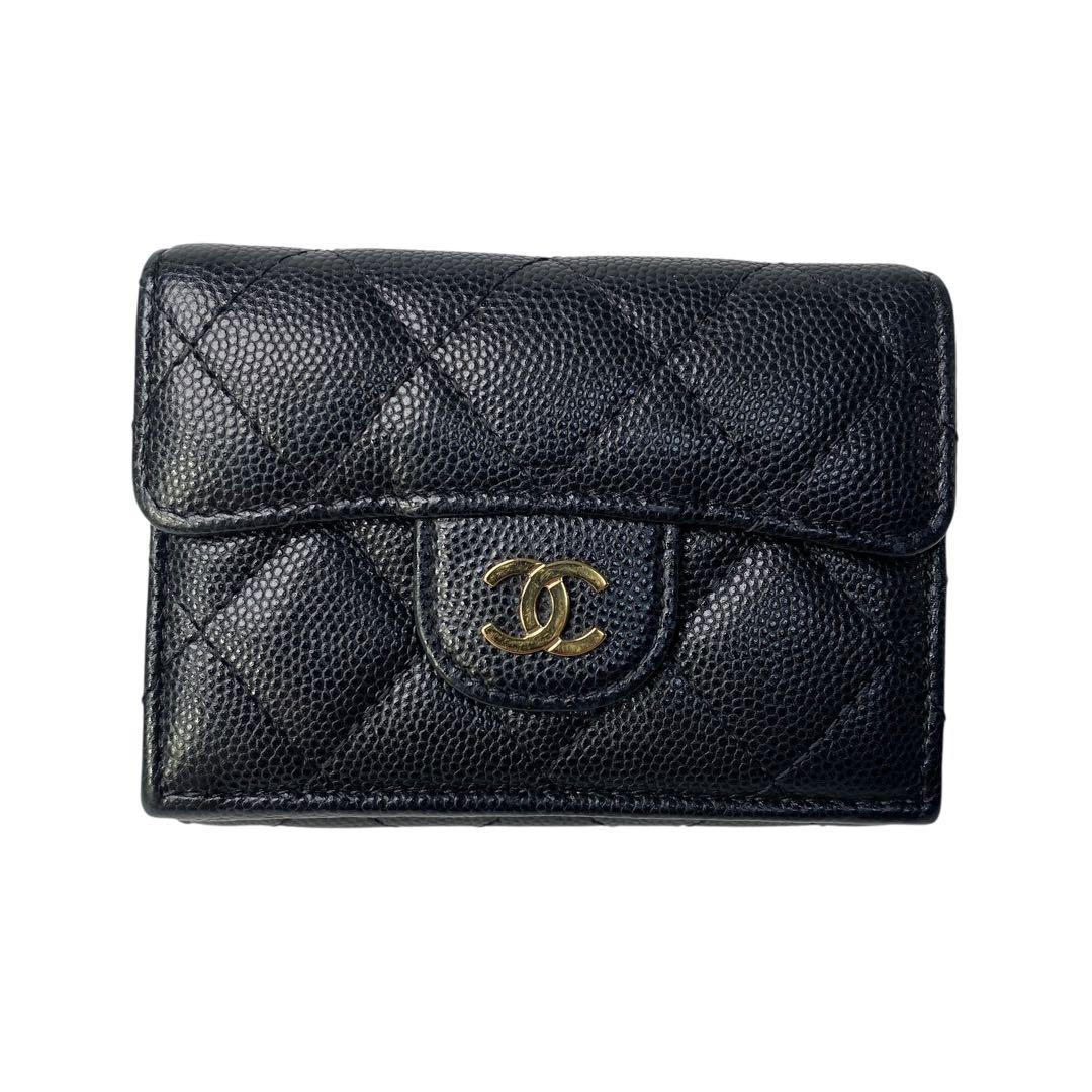 Chanel CC Logo Caviar Leather Trifold Wallet — view 2
