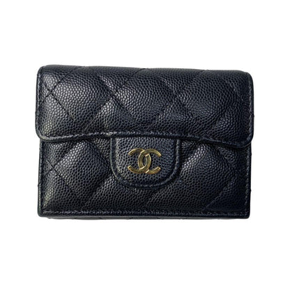 Chanel CC Logo Caviar Leather Trifold Wallet — view 2