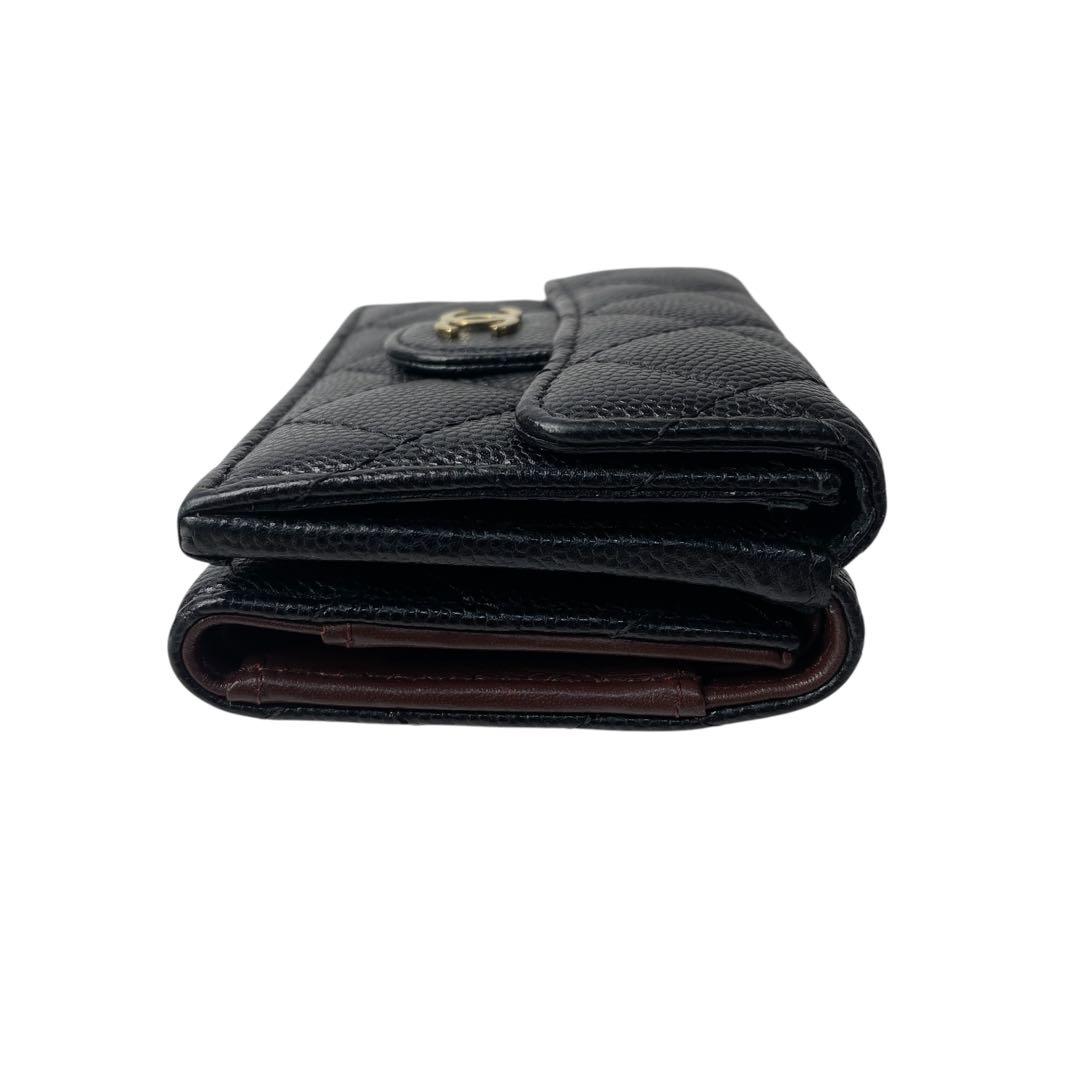 Chanel CC Logo Caviar Leather Trifold Wallet — view 4