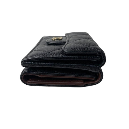 Chanel CC Logo Caviar Leather Trifold Wallet — view 4