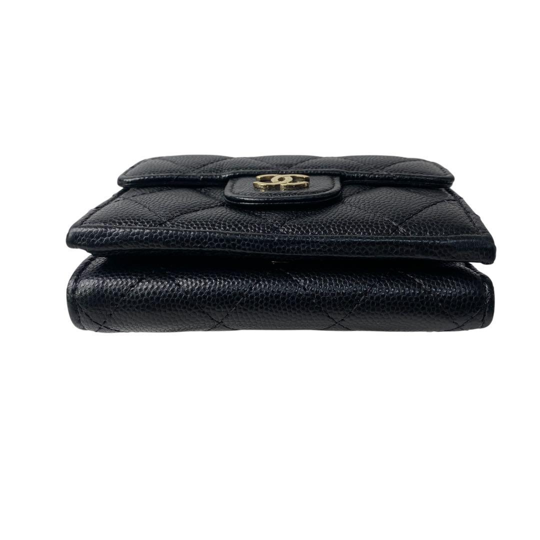 Chanel CC Logo Caviar Leather Trifold Wallet — view 6