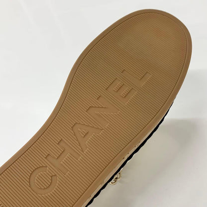 Chanel CC Logo Quilted Chain Leather Cork Sandals — view 8