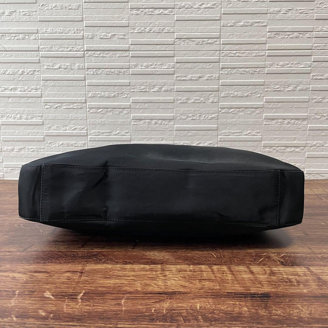 Prada Nylon Triangle Plate Logo Shoulder Bag Black — view 5