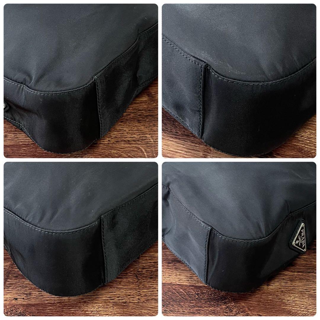 Prada Nylon Triangle Plate Logo Shoulder Bag Black — view 6