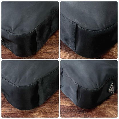 Prada Nylon Triangle Plate Logo Shoulder Bag Black — view 6