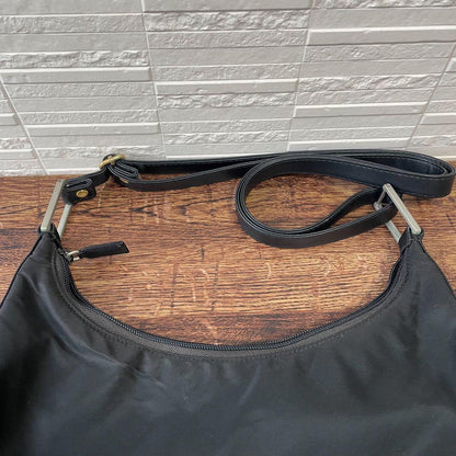 Prada Nylon Triangle Plate Logo Shoulder Bag Black — view 9