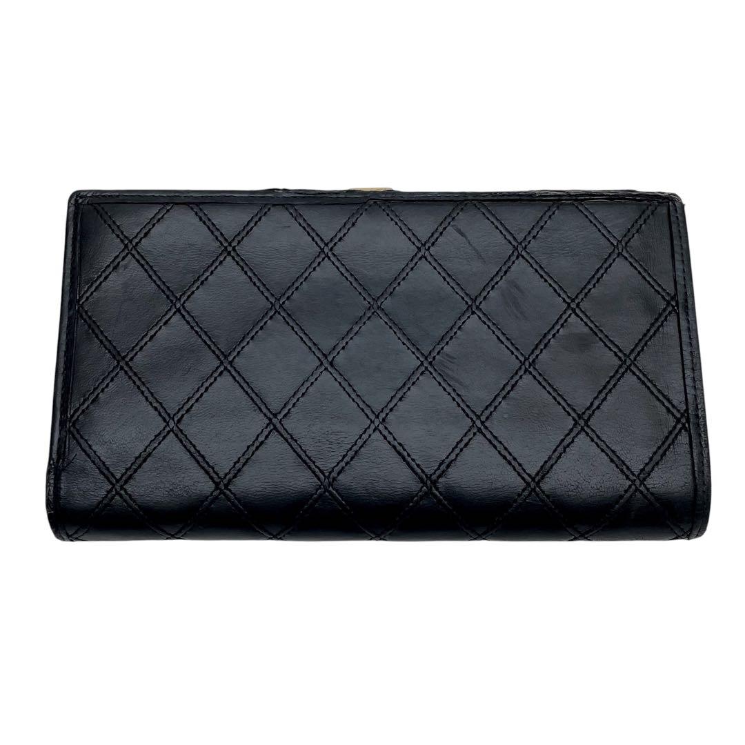 Chanel Quilted Lambskin Wallet Leather CC Logo Black Gold — view 2