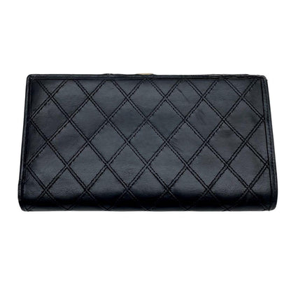 Chanel Quilted Lambskin Wallet Leather CC Logo Black Gold — view 2
