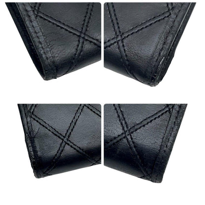 Chanel Quilted Lambskin Wallet Leather CC Logo Black Gold — view 4