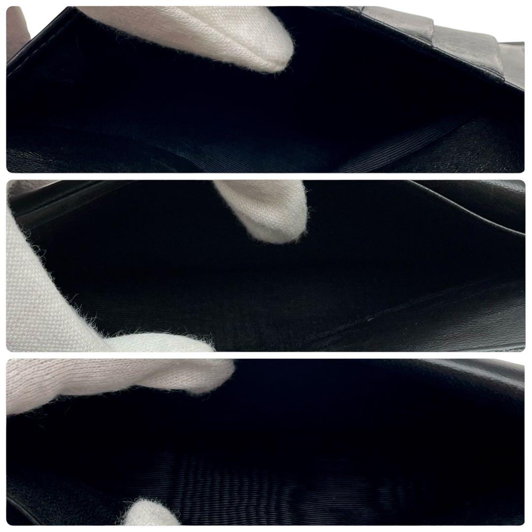 Chanel Quilted Lambskin Wallet Leather CC Logo Black Gold — view 8