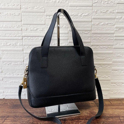 Celine Leather Shoulder Bag 2-Way Gold Black