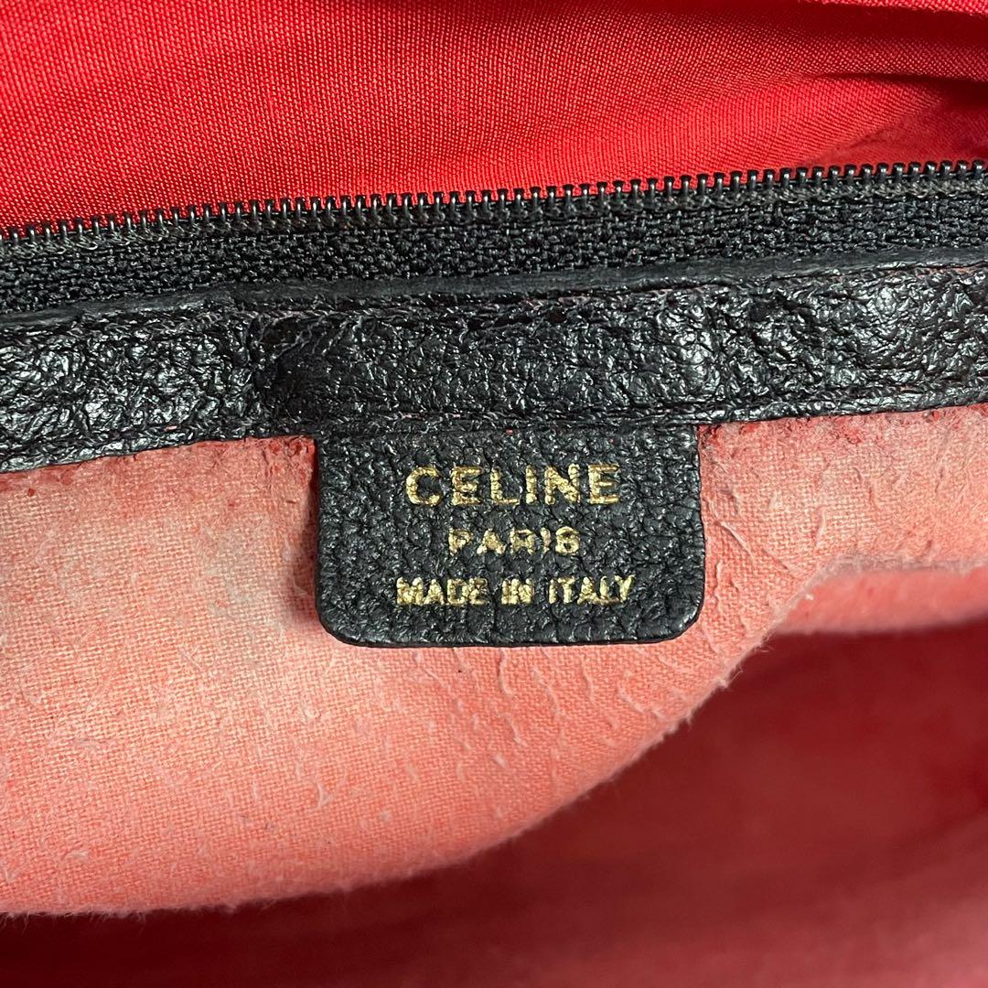 Celine Leather Shoulder Bag 2-Way Gold Black — view 8