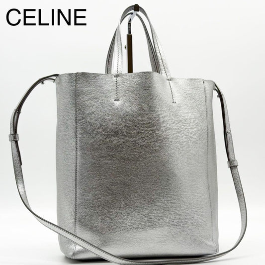 Celine Vertical Cabas Small Silver 2-Way