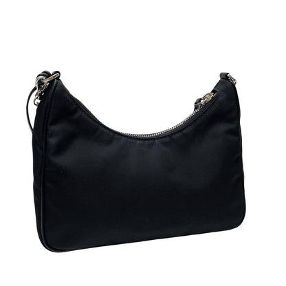Prada Nylon Saffiano Shoulder Bag Triangleplate Logo Black — view 3