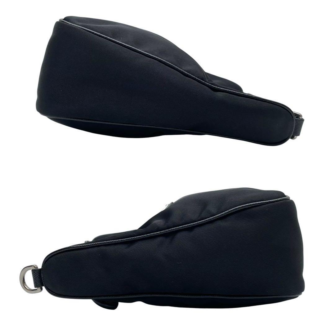 Prada Nylon Saffiano Shoulder Bag Triangleplate Logo Black — view 5