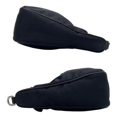 Prada Nylon Saffiano Shoulder Bag Triangleplate Logo Black — view 5