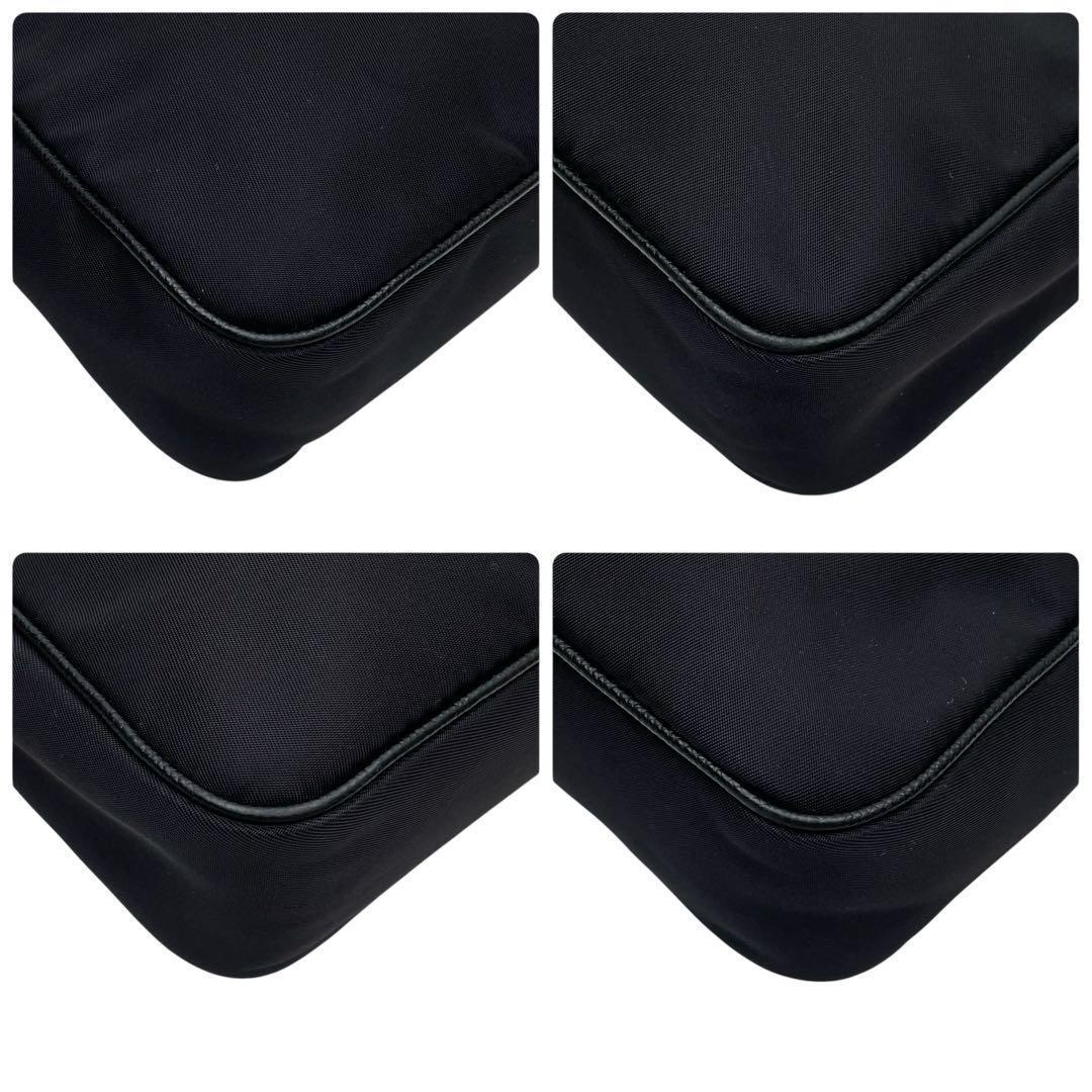 Prada Nylon Saffiano Shoulder Bag Triangleplate Logo Black — view 7