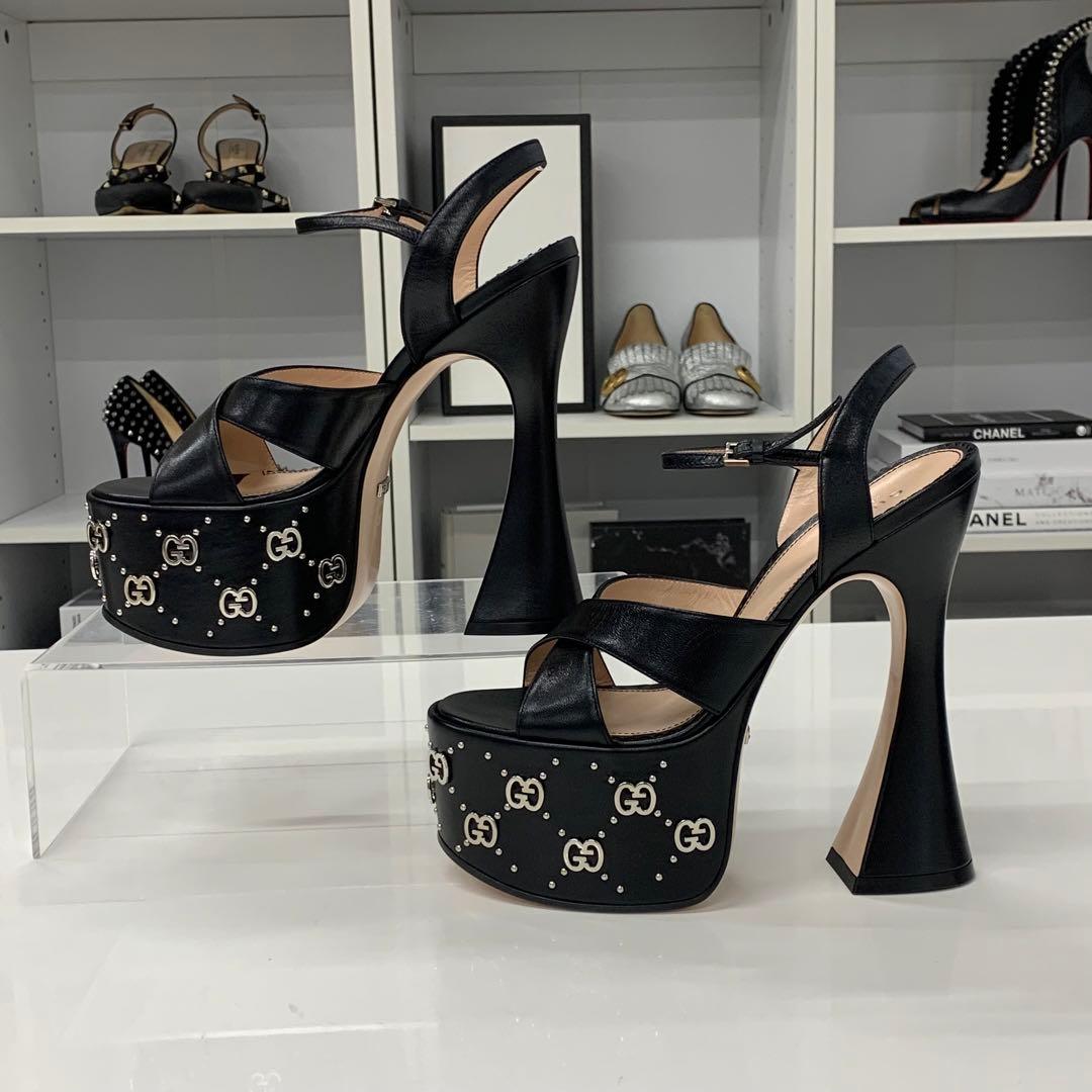 Gucci Leather Double Studded Platform Sandals — view 2