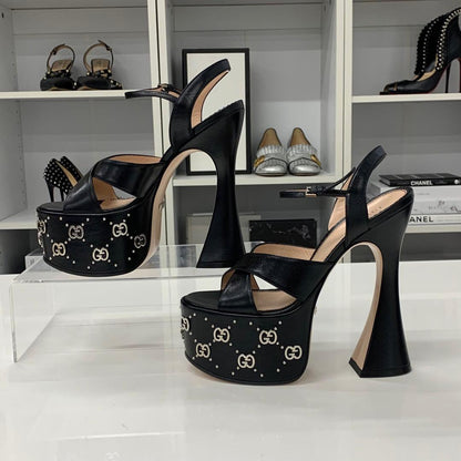Gucci Leather Double Studded Platform Sandals — view 2