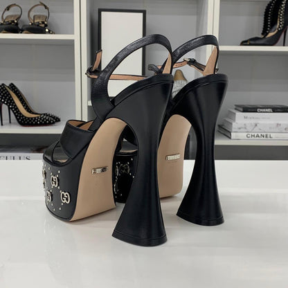Gucci Leather Double Studded Platform Sandals — view 5