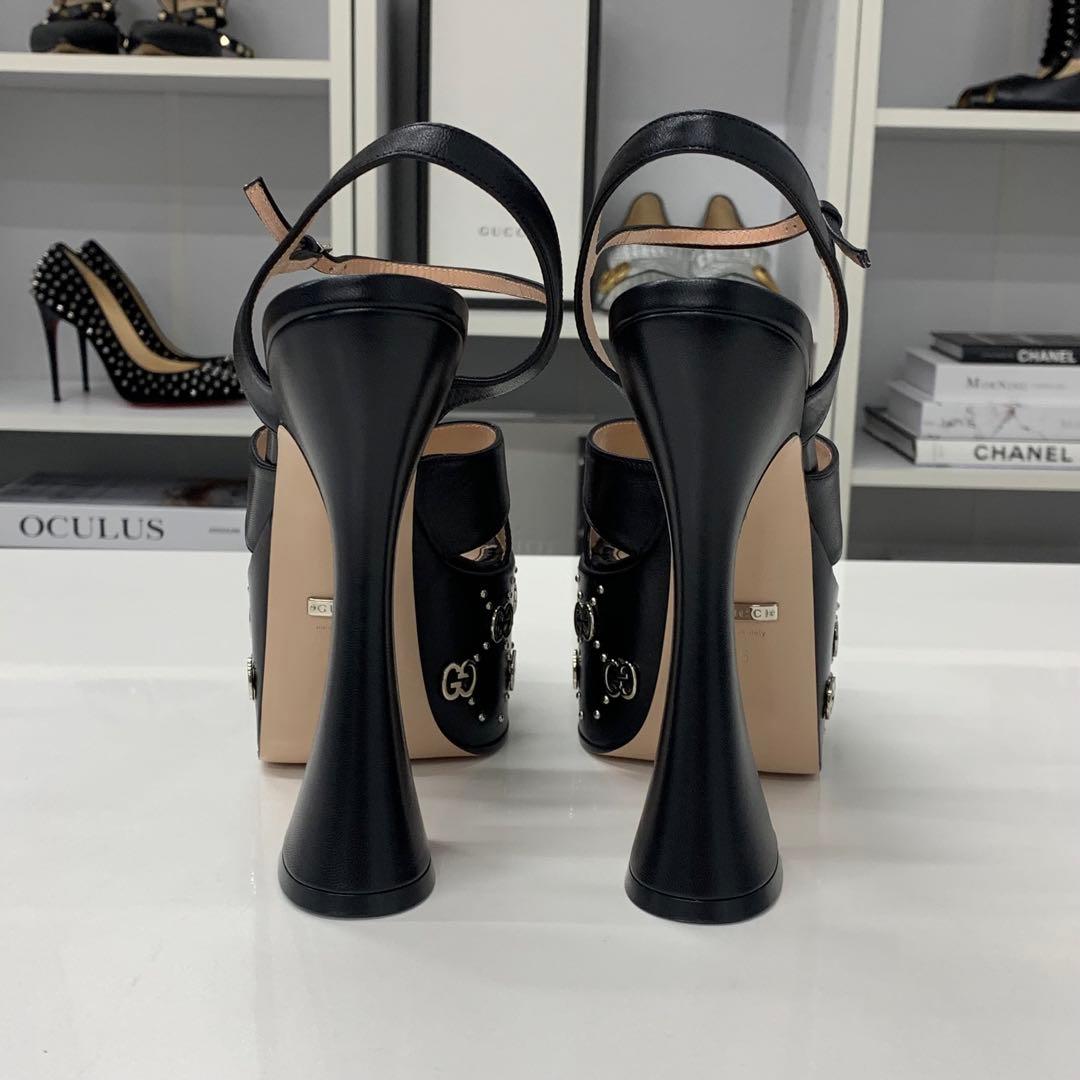 Gucci Leather Double Studded Platform Sandals — view 6