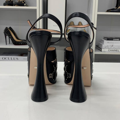 Gucci Leather Double Studded Platform Sandals — view 6