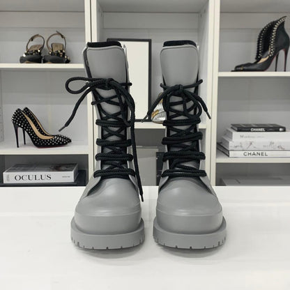 Dior Lava Oblique Crease Up Rain Boots Gray — view 2
