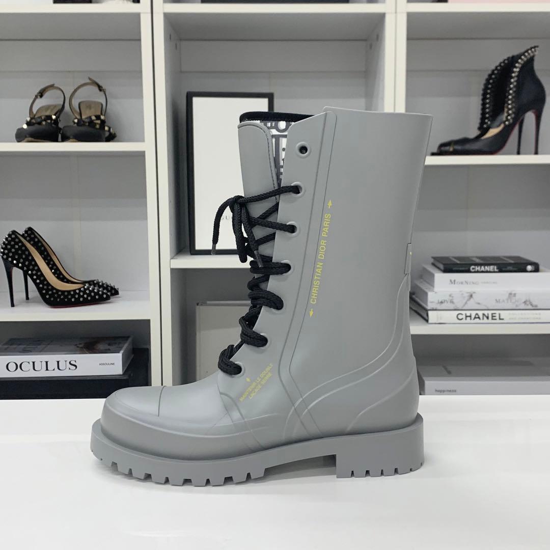 Dior Lava Oblique Crease Up Rain Boots Gray — view 3