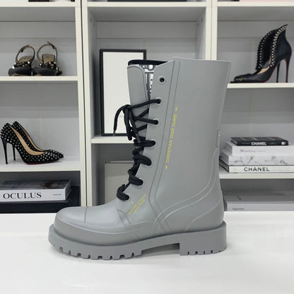 Dior Lava Oblique Crease Up Rain Boots Gray — view 3