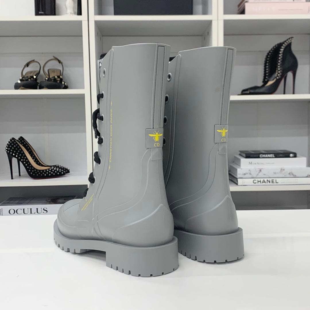 Dior Lava Oblique Crease Up Rain Boots Gray — view 4