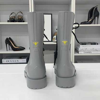 Dior Lava Oblique Crease Up Rain Boots Gray — view 5