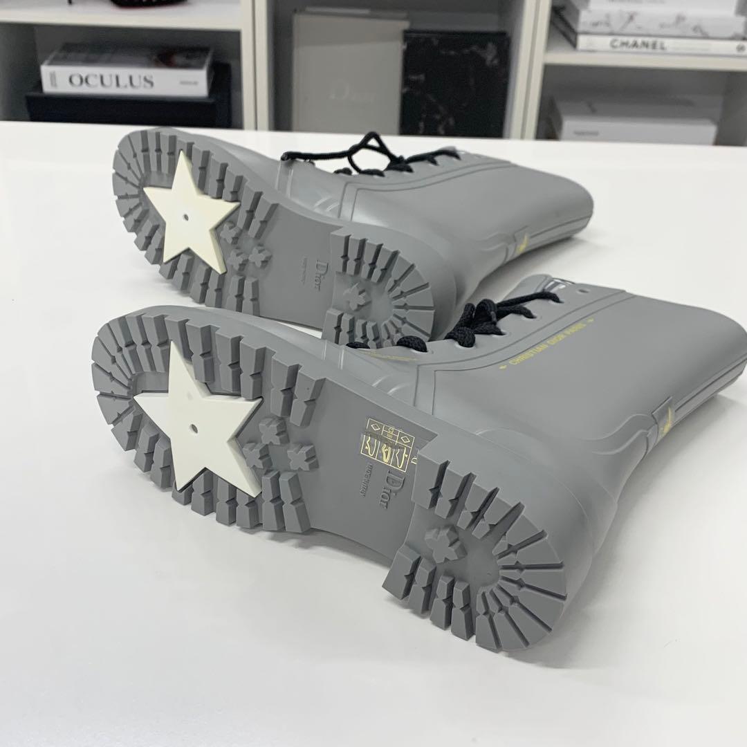 Dior Lava Oblique Crease Up Rain Boots Gray — view 6