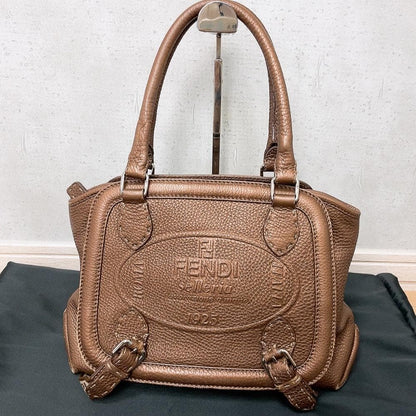 Fendi Selleria Romano Leather Handbag Brown — view 2