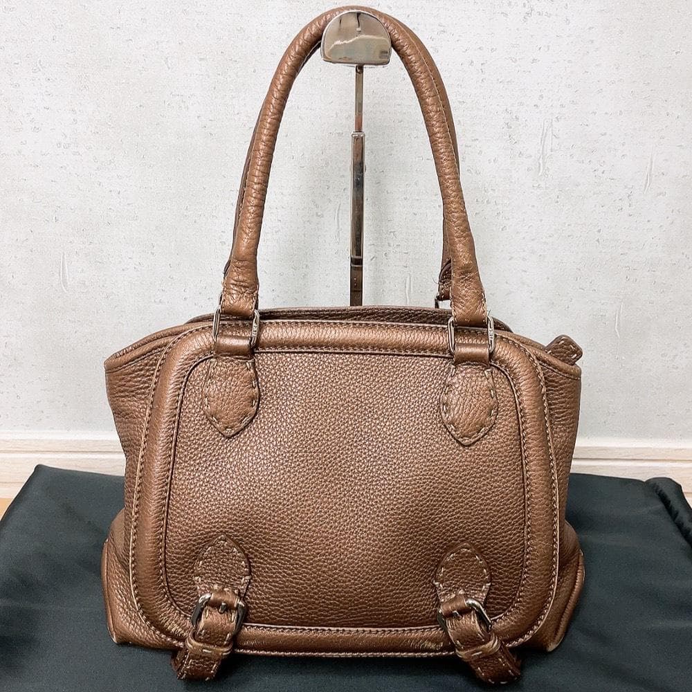 Fendi Selleria Romano Leather Handbag Brown — view 3